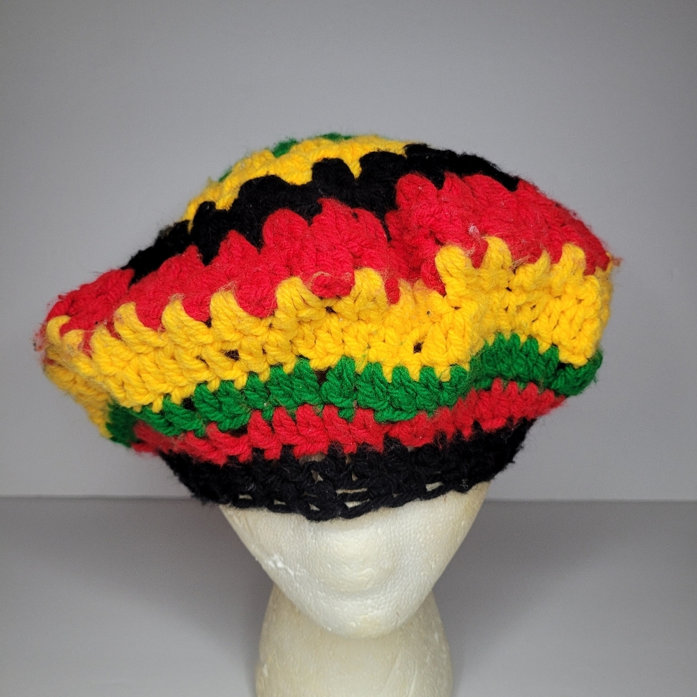 Jamaican Rasta Beanie Handmade Unisex Wool Crotchet Barrett Island Bohemian